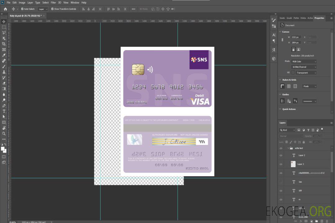 Carte de débit visa de la SNS Bank des Pays-Bas template Carte de débit visa de la SNS Bank des Pays-Bas template